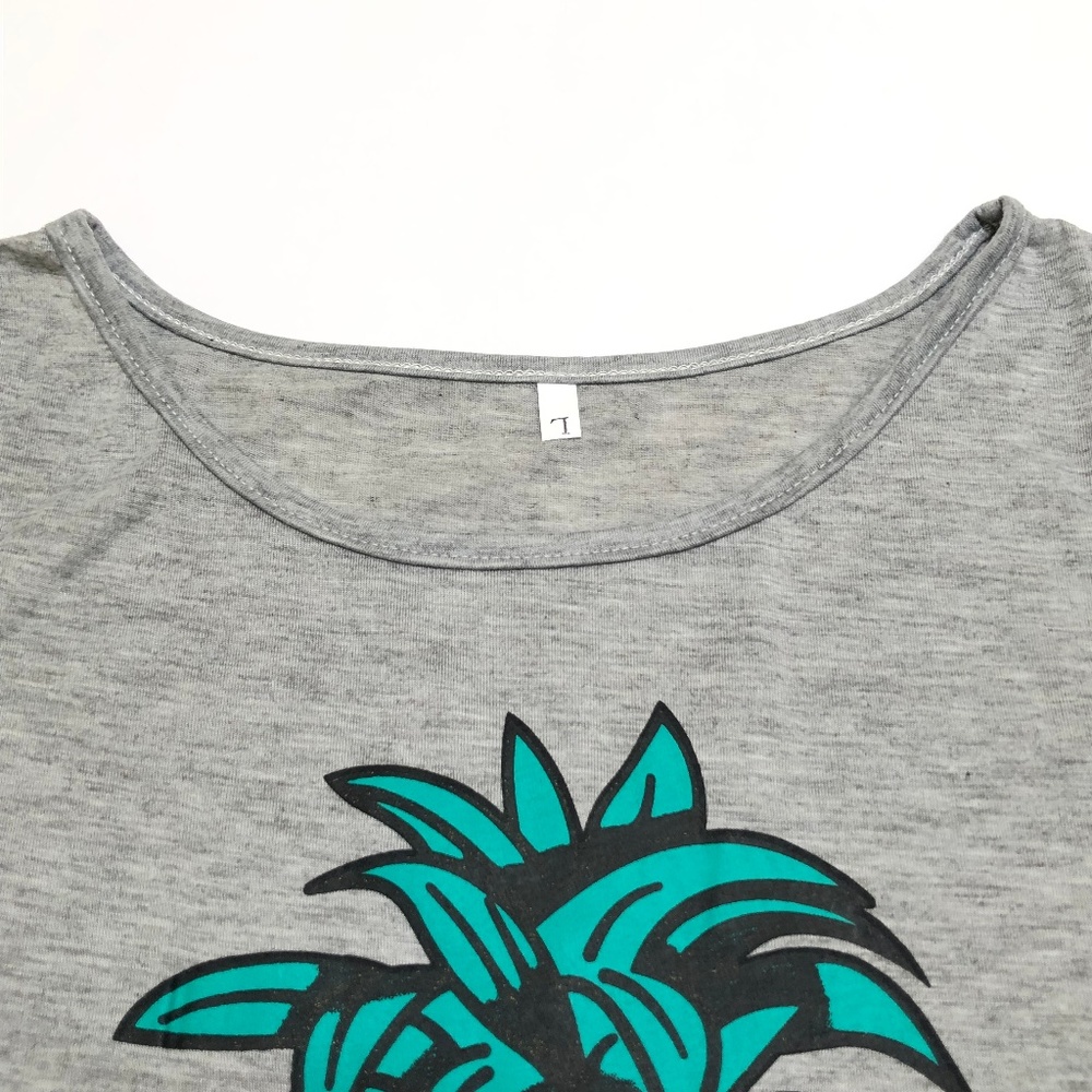 NWOT Pineapple Graphic Tee Gray T Shirt L Loose M - Picture 7 of 7